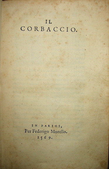 Giovanni Boccaccio  Il Corbaccio 1569 in Parigi per Federigo Morello